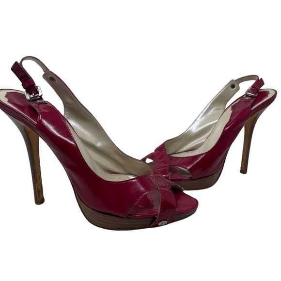 Dior Pink Patent Extreme Slingback Sandals sz 38 - Picture 1 of 10